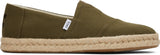 Toms Men Alpargata Rope 2.0 Olive Recycled Cotton