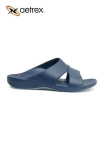 Aetrex Mens Lynco Slides Flip Navy